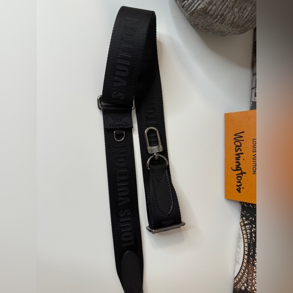 Louis Vuitton Black guitar Strap with Silver Hardware adjustable
